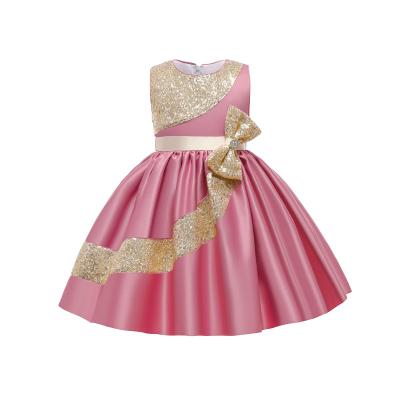 China Sleeveless Elegant Design Kids Sequin Dress Little Girl Birthday Party Dress Dresses With Bow AM003 for sale