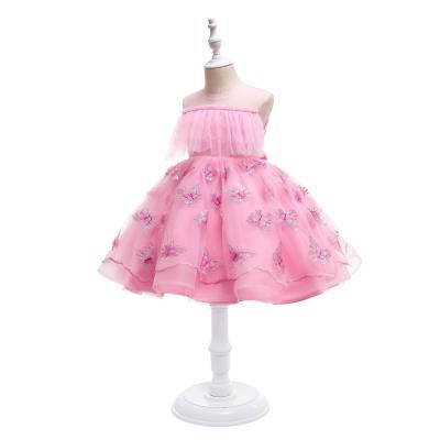 China Sleeveless Bridesmaid Dresses Wedding Children Wear 3 Years Pink Princess Dress 2127 Printing for sale