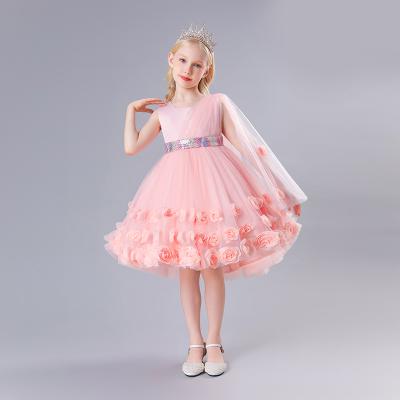 China Flower Sleeveless Net Fluffy Dress Yarn Piano Performance Sleeveless Tow Princess Dress 2118 for sale