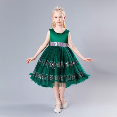 China New children's piano performance sleeveless tow dress 2128 of the dress sleeveless net puffy skirt flower yarn dress for sale