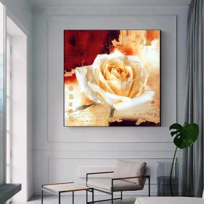 China Wholesale Modern Art Living Room Bedroom Posters Canvas Prints For Wall Painting CREATIVE Yellow Rose Canvas Painting Flower Decorative for sale