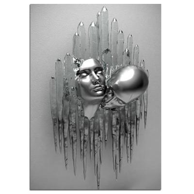 China CREATIVE Sculpture Art Lovers Metal Posters and Romantic Wall Art Canvas Painting Cuadros Print Statue Picture for Living Room Decor for sale