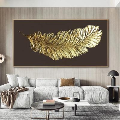 China Gold Wall Art Pictures For Living Room Feather Posters CREATIVE Canvas Paintings Prints Modern Home Decor Luxury Cuadros Light NO FRAME for sale