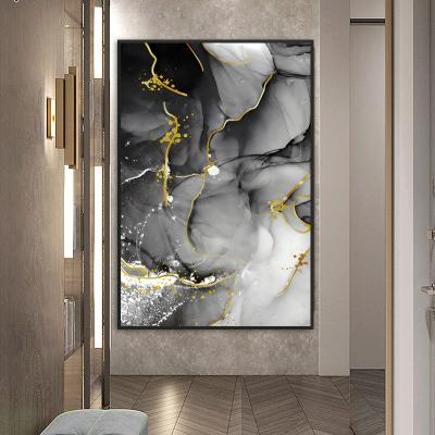 China CREATIVE Gold Lines and Black White Marble Abstract Canvas Art Painting Modern Living Room Wall Pictures Scandinavian Home Decor Prints for sale