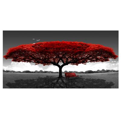 China CREATIVE Modern Red Tree Bench Landscape Paintings For Living Room Black And White Art Decorative Pictures Factory Wholesale Price for sale