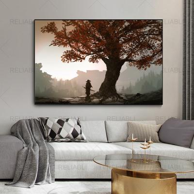 China Wholesale CREATIVE Vintage Landscape Canvas Posters Prints Red Tree Plants Pictures Wall Paintings For Living Room Decoration No Frame for sale