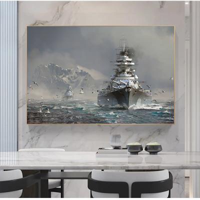 China CREATIVE Black White Wall Art Boat Ship Posters Retro Battleship Canvas Painting Seascape Pictures For Living Room Decor for sale