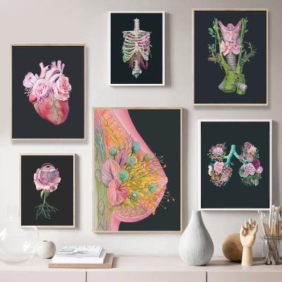 China CREATIVE Anatomy Art Flowers Canvas Posters and Print Human Organs Paintings on Wall Pictures for Doctor Price Office Decor Factory for sale