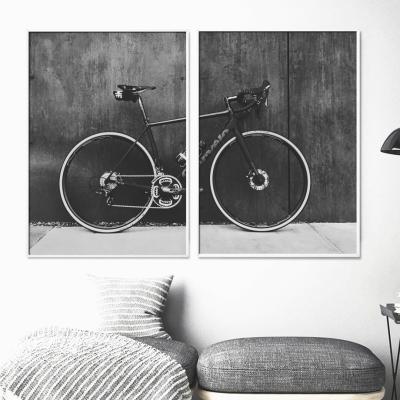 China CREATIVE Wall Art Canvas Painting Nordic Factory Price Vintage Bicycle Mountain Bike Landscape Posters and Prints for Living Room Decor for sale