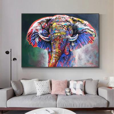 China CREATIVE Colorful Elephant Oil Painting Wall Art For Living Room Modern Animal Posters And Prints Canvas Home Decoration for sale