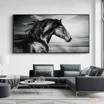 China CREATIVE Stock Horse Black Canvas Paintings For Living Room Modern Animal Art Decorative Pictures Canvas Prints Posters for sale