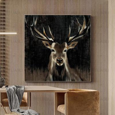 China CREATIVE Abstract Animal Oil Painting Printed On Black Deer Canvas Style Home Living Room Cuadros Painting Interior Decoration for sale