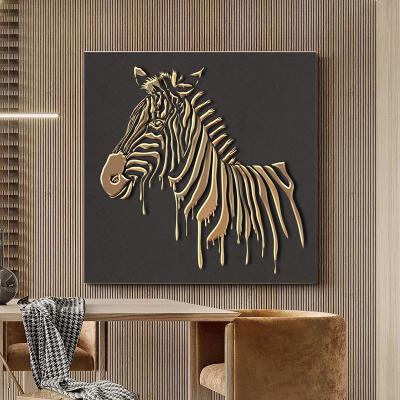 China CREATIVE Nordic Abstract Horse Canvas Painting Wall Picture Living Room Bedroom Interior Decor and Gold Zebra Animals Posters and Prints for sale