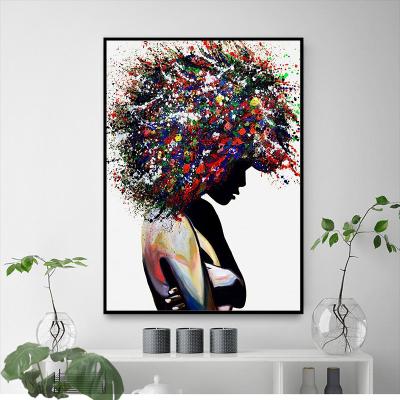 China Home Decor Art Graffiti Girl Hair Decorative Painting Wall Art Living Room Canvas Painting Colorful Abstract Creative Pictures for sale