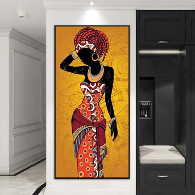 China CREATIVE Abstract African Woman Canvas Painting Modern Wall Art Posters and Print Simplicity Decoration Pictures for Living Room Wall Painting for sale