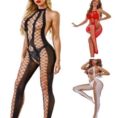 China Women's Sexy Pantyhose Hollow Out Open Crotch Sexy Lingerie Transparent Net Women Bodystocking for sale