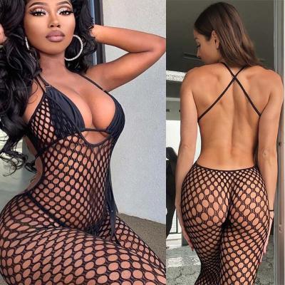 China Sexy Women's Sexy Tights Hollow Out Transparent Women Sexy Lingerie Net Bodystocking for sale