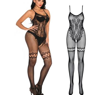 China Sexy Women's Sexy Tights Hollow Out Open Crotch Transparent Net Women Sexy Lingerie Bodystocking for sale