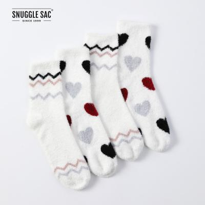 China Custom Made Warm Women Dot Fuzzy Fluffy Funny Feel Breathable Wholesale Winter Air Bag Hug Socks Long for sale