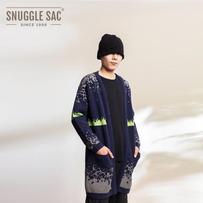 China Anti-Wrinkle Hug Bag Air Feel See Me In Dark Reflective Men Shaggy Long Sleeves Cardigan Sweater for sale