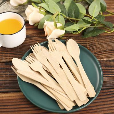 China Hot Selling 170mm Fashionable Disposable Bamboo Spoon Knife Fork Natural Bamboo Cutlery for sale