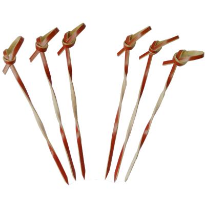 China Easily Cleaned Colorful Twisted Bamboo Food Pick Skewer Sandwich Cocktail Decoration Picks for sale