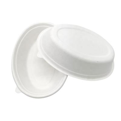 China Minimalist Disposable Deep Oval Bagasse Container Biodegradable Sugar Cane Salad Bowl for sale