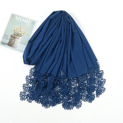 China Wholesale New Design Chiffon Muslim Women's Rose Flower Long Heavy Chiffon Hijab Scarf Shawls Wraps for sale