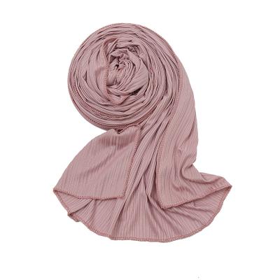 China Wholesale Solid Color Ribbed Shawl Premium Cotton Scarves Muslim Hijab Hijab Scarf For Women for sale