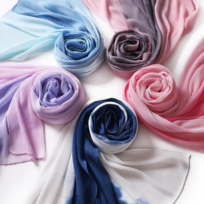 China New Material Thin Chiffon Scarf Bandages Gauze Gorgeous Printed Silk Hijabs Head Scarf Fabric Pearl Chiffon Crumpled for sale