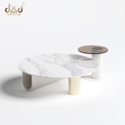 China Original high quality luxury coffee table living room furniture style modern rock slab metal coffee table for sale