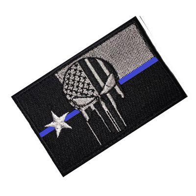 China The Other Tactical Black White Punisher With 100% Embroidered Hook And Loop Texas Iron On Embroidered Flag Patches for sale