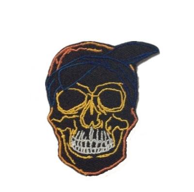 China Other Free Sample Logo Skull Iron-On Design Custom Embroidered Patches For Apparel Embroidery Patches for sale