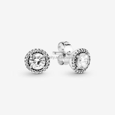 China New Arrival 2022 Sterling Silver FASHIONABLE 925 with LOGO Heart-Set Diamond Charm Earrings for pandoraer silver earring jewelry for sale