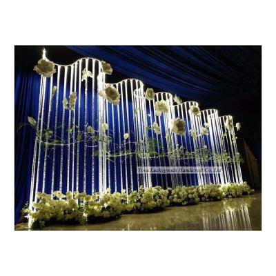 China Acrylic+LED Light LK20190911-55 Wedding Decoration S Type Led Light Backdrop for sale