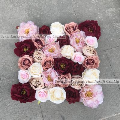 China Eco-friendly Wedding Decoration Flower White Pink Backdrop Panels Artificial Rose Flower Wall for sale