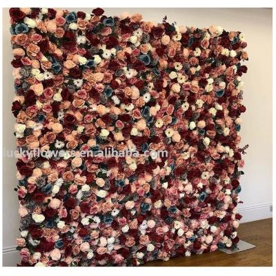 China LFB1536 Home Decoration Full 3D Wrap Fabric Flower Wall For Wedding Stage Decorations for sale