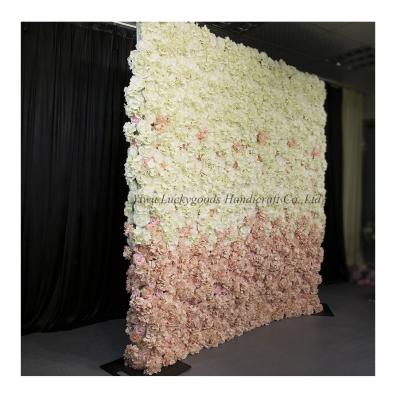 China Home Decoration LFB1517 8ft*8ft Roll Up Fabric Shade Flower Wall For Wedding Stage Decorations for sale