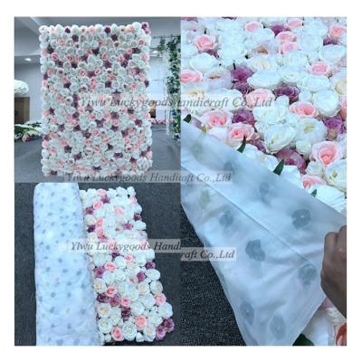 China Wholesale Wedding Event Concert LFB585 Luckygoods Latest Design Artificial Wedding Roll Up Flower Wall Backdrop for sale