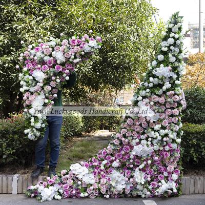 China Wedding Handmade Stage Backdrop Decorations LFB1504 Luckygoods Wedding Triangle Flower Wall Decorations for sale