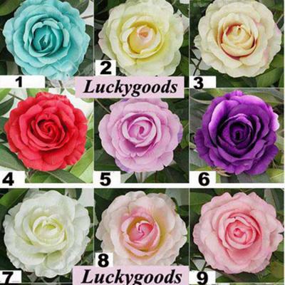 China LFH028 good quality 12cm large durable silk flower head rose wholesale for sale