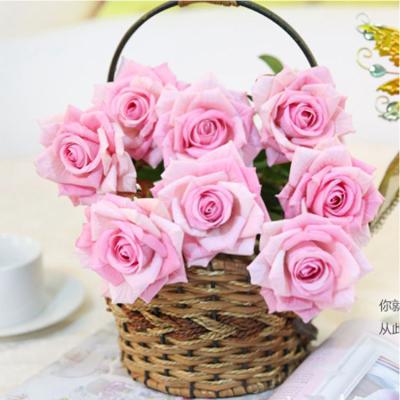 China Durable Single Stem Artificial Velvet Rose Rose Flower Wholesale for sale