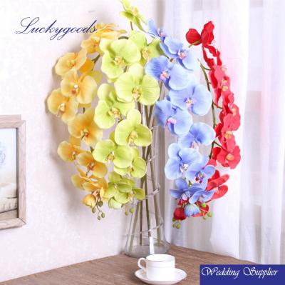 China Durable Wholesale Artificial Flowers 11 Heads Real Latex Touch Yellow Butterfly Orchid LF619 for sale