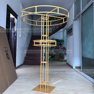 China IRON LDJ031-1 wedding table gold circle centerpiece metal stand for wedding decoration for sale