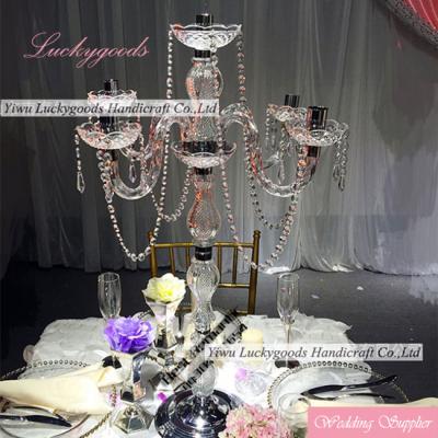 China Europe 5 Heads 90 Cm Tall Crystal Wedding Candelabra Centerpieces for sale