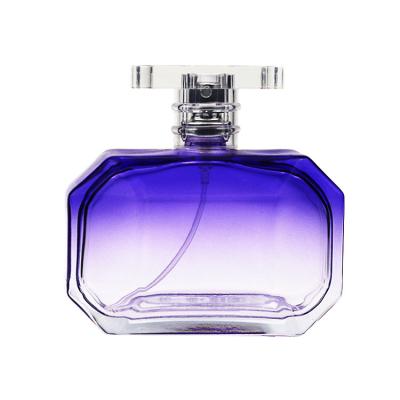 China Cosmetic Factory Cheap Price 100ml Gradient Colored Purple Empty Glass Perfume Bottles for sale