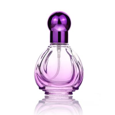 China Factory Sale 10ml 20ml Gradient Color Cosmetic Portable Purple Perfume Thick Glass Crimp Bottle With Spray for sale