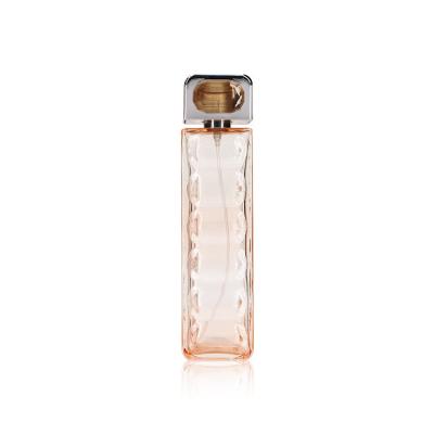 China Cosmetic Clear Orange Empty Rectangle 110ml Glass Perfume Bottle for sale