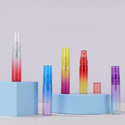 China 5ml Perfume Spray Glass Bottles Cosmetic Refillable Empty Screw Cap 5ml Colorful Gradient Transparent Bottles for sale