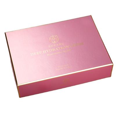 China Customized Recyclable Luxury Hard Pink Ppaer Packaging Gift Cosmetics Boxes for sale